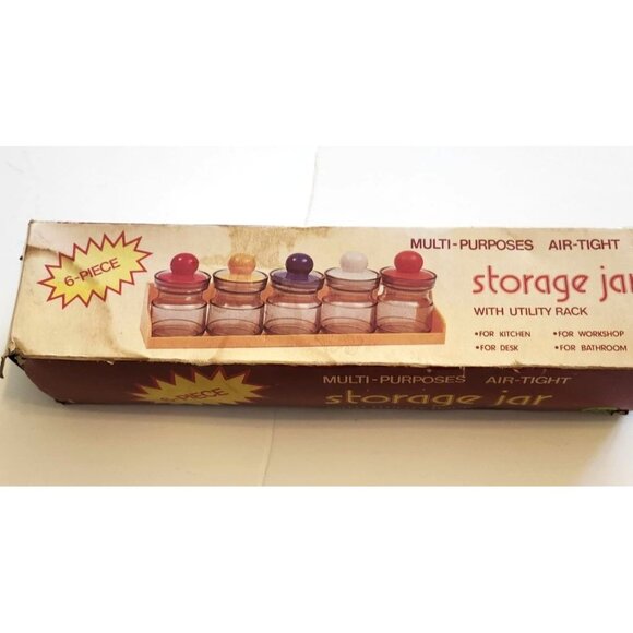 6-Piece Multi-Purpose Air-Tight Storage Jar Set With Colorful Utility Rack - Picture 2 of 6